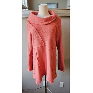 Soft Surroundings Cowl Neck‎ Breakwater Pullover Knit Sweater Women Size M Peach